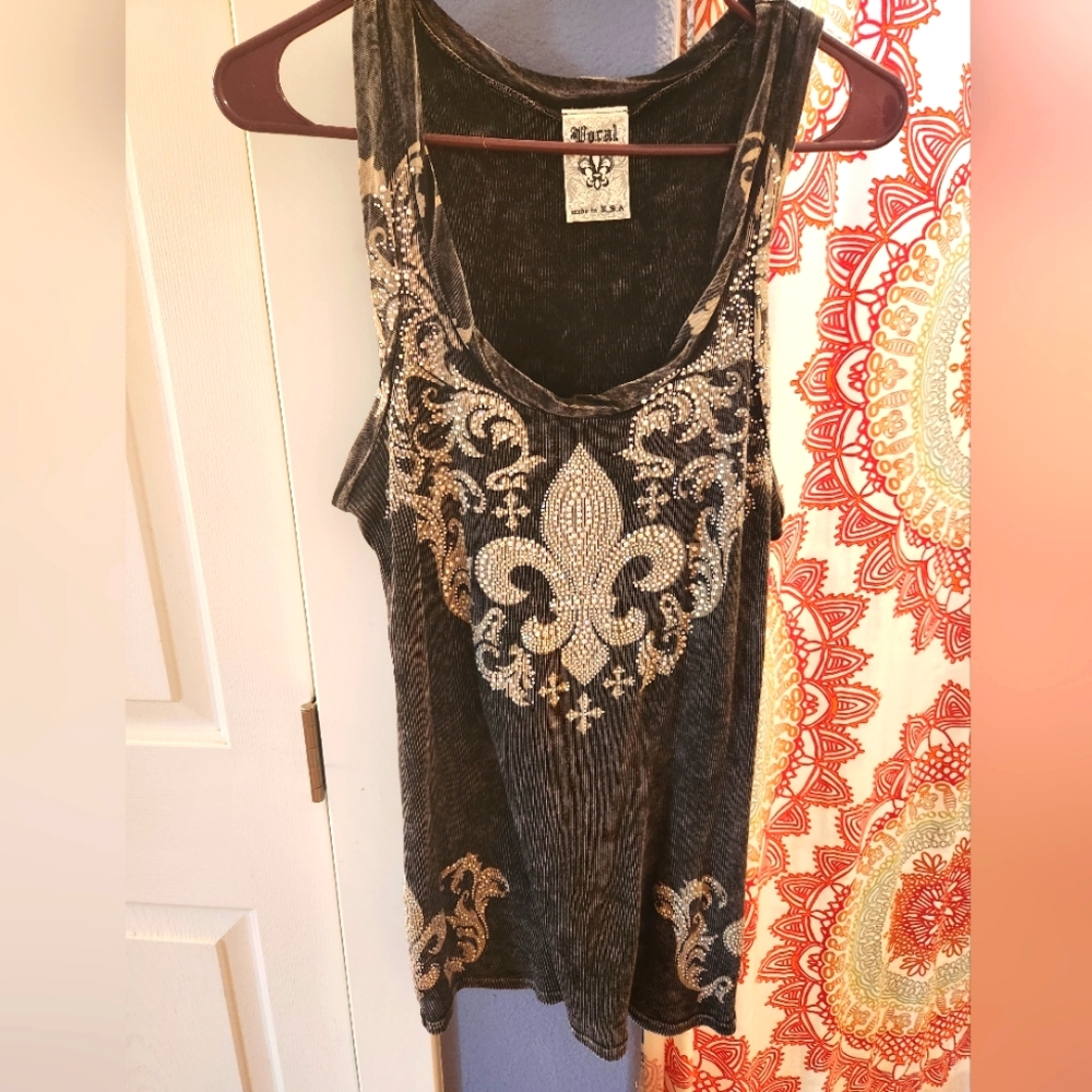 Black embellished tank